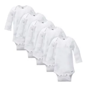 5-Pack White Organic Long-Sleeve Onesies Bodysuits