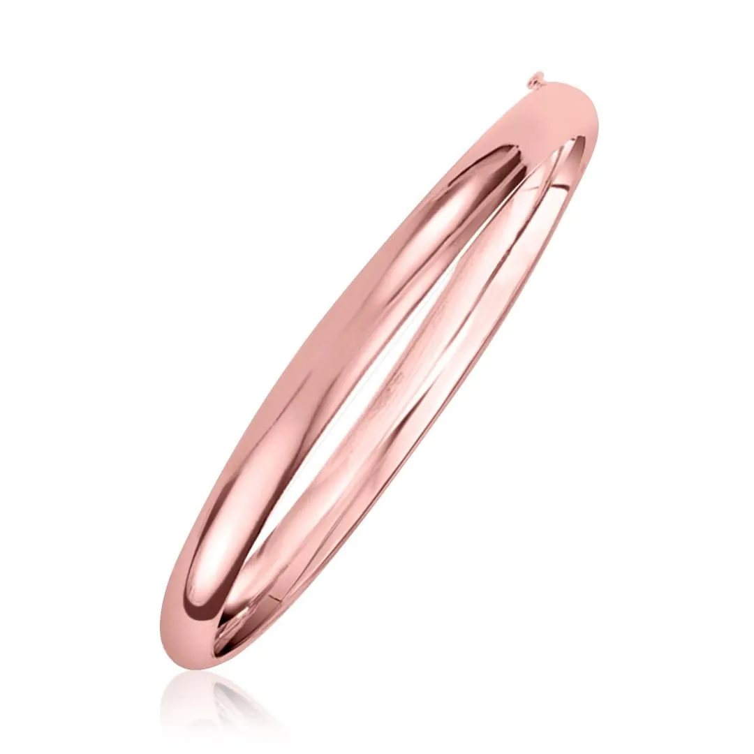 14k Rose Gold 5mm Fancy Shiny Dome Bangle