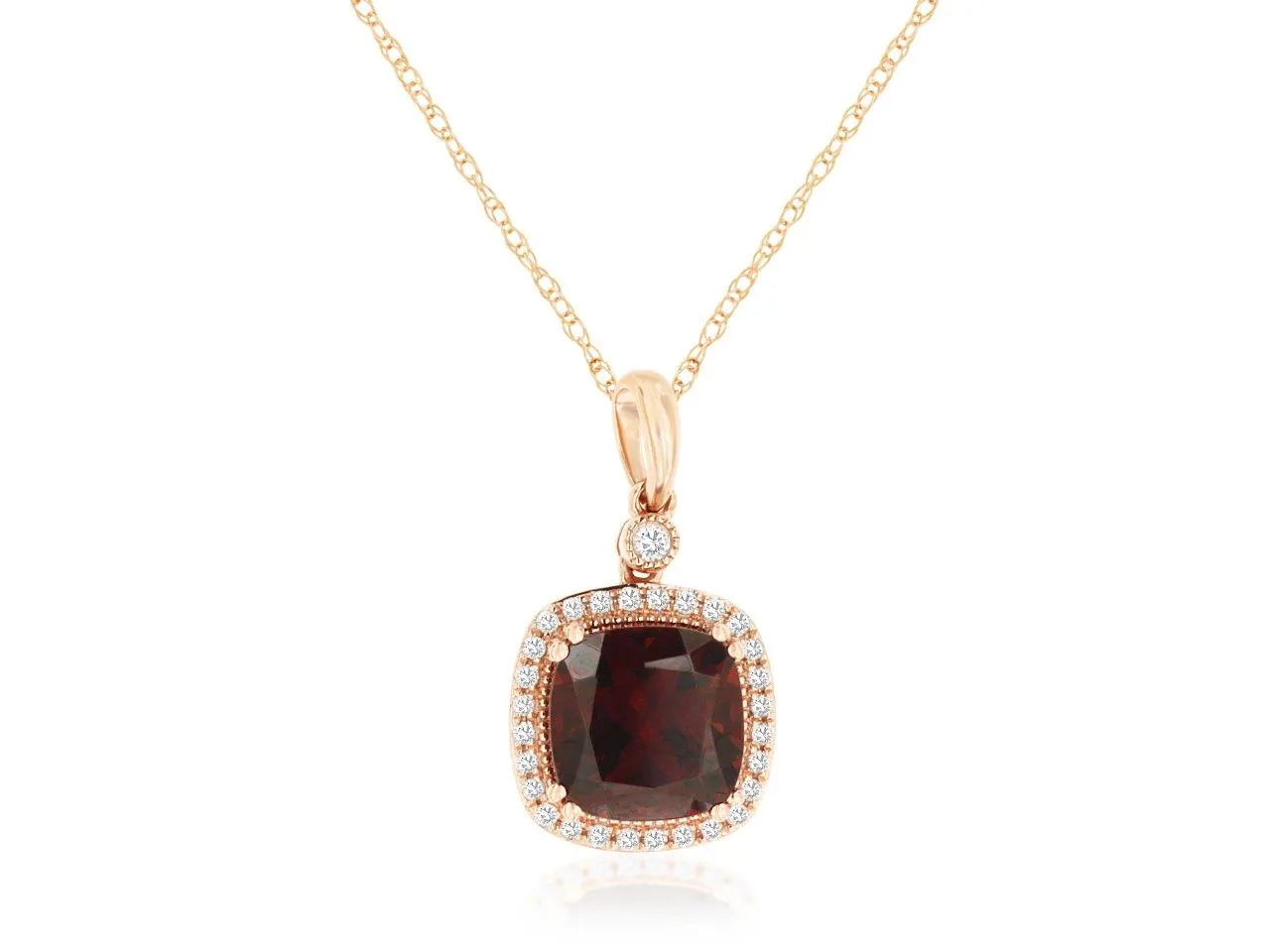 14K Rose Gold Garnet and Diamond Necklace