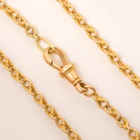 16" Antique 15ct Gold Lover's Knot Chain, with Original Dog-Clip