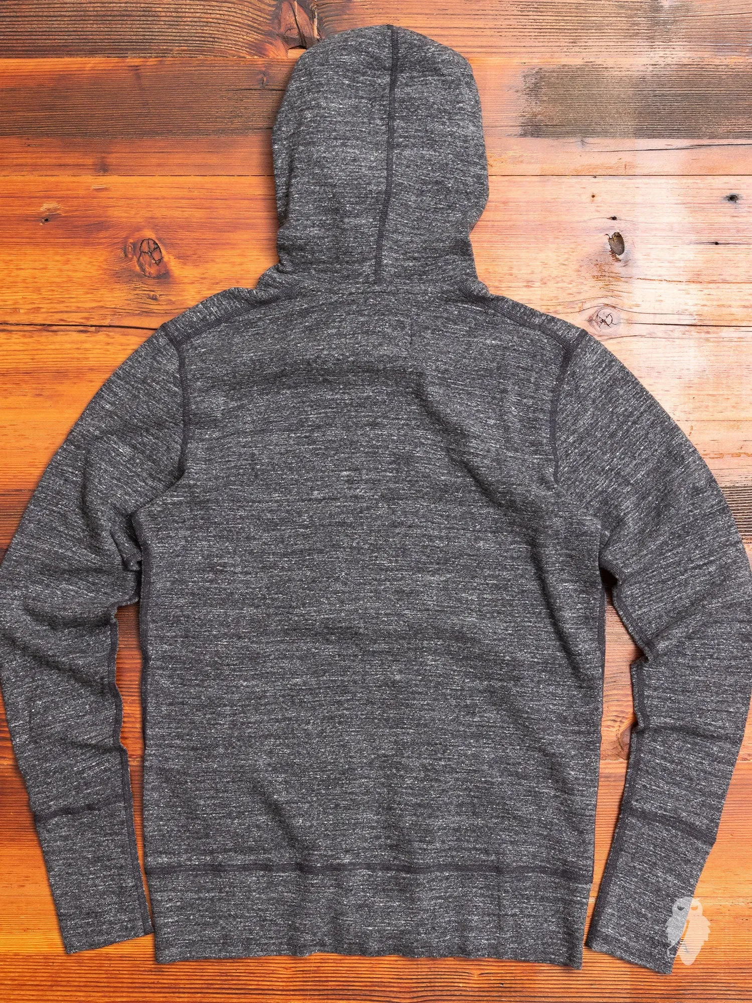 1x1 Slub Zip Hoodie in Marled Black