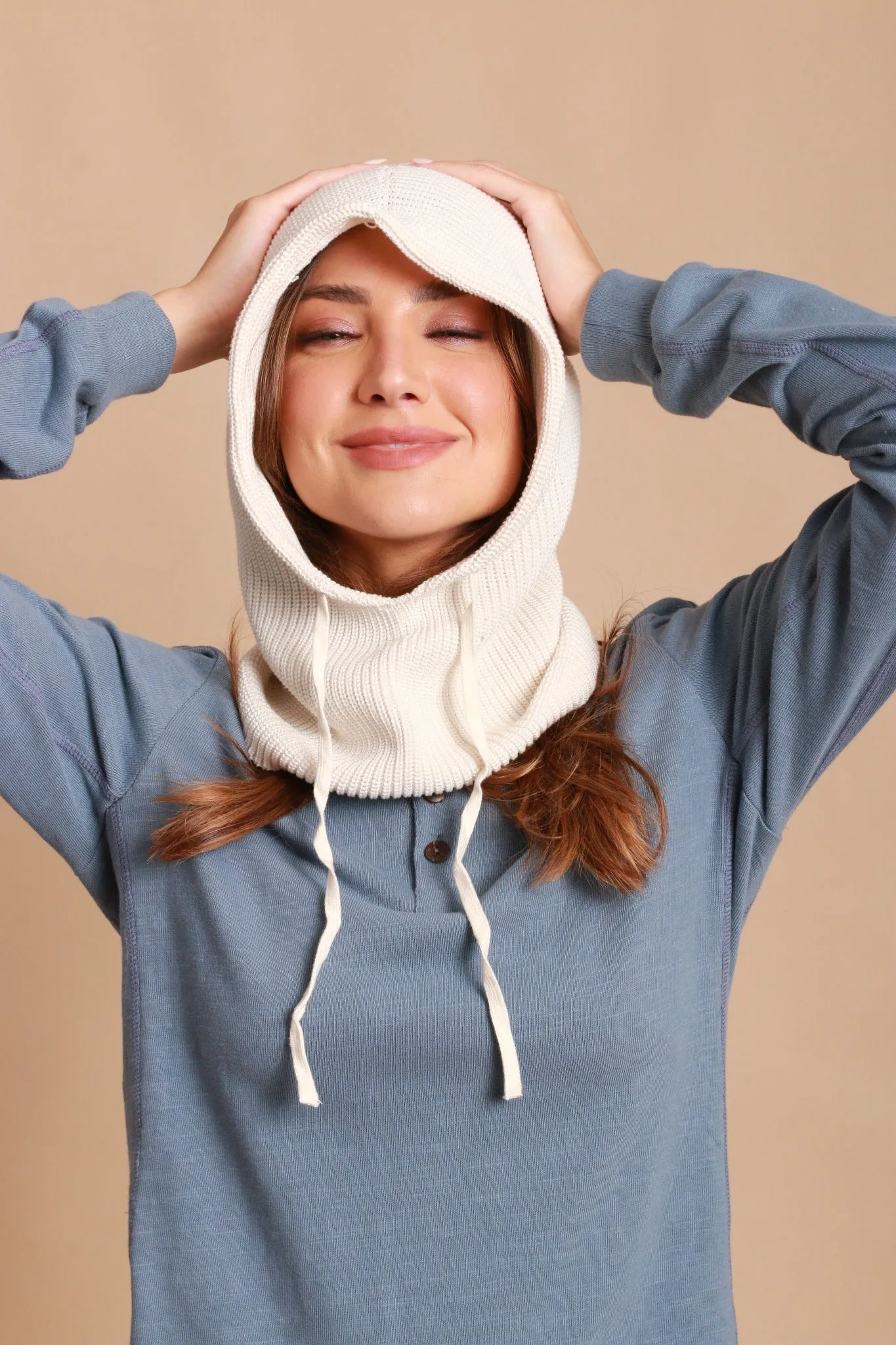 Allergy-Free Knitted Snood with Drawstring