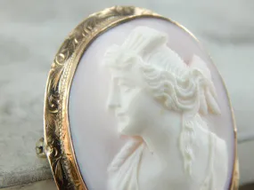 Antique Conch Shell Cameo in 10K Rose Gold Frame