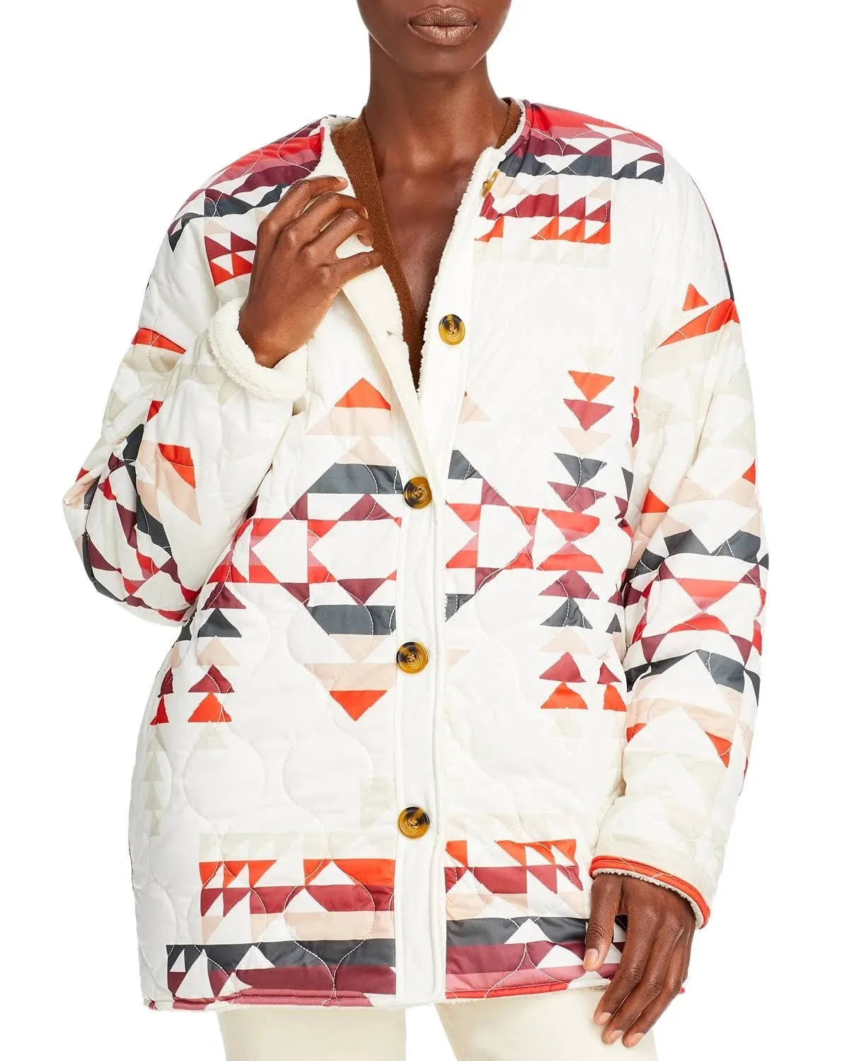 AQUA x PENDLETON LADIES IVORY COAT REVERSIBLE DROP SHOULDER