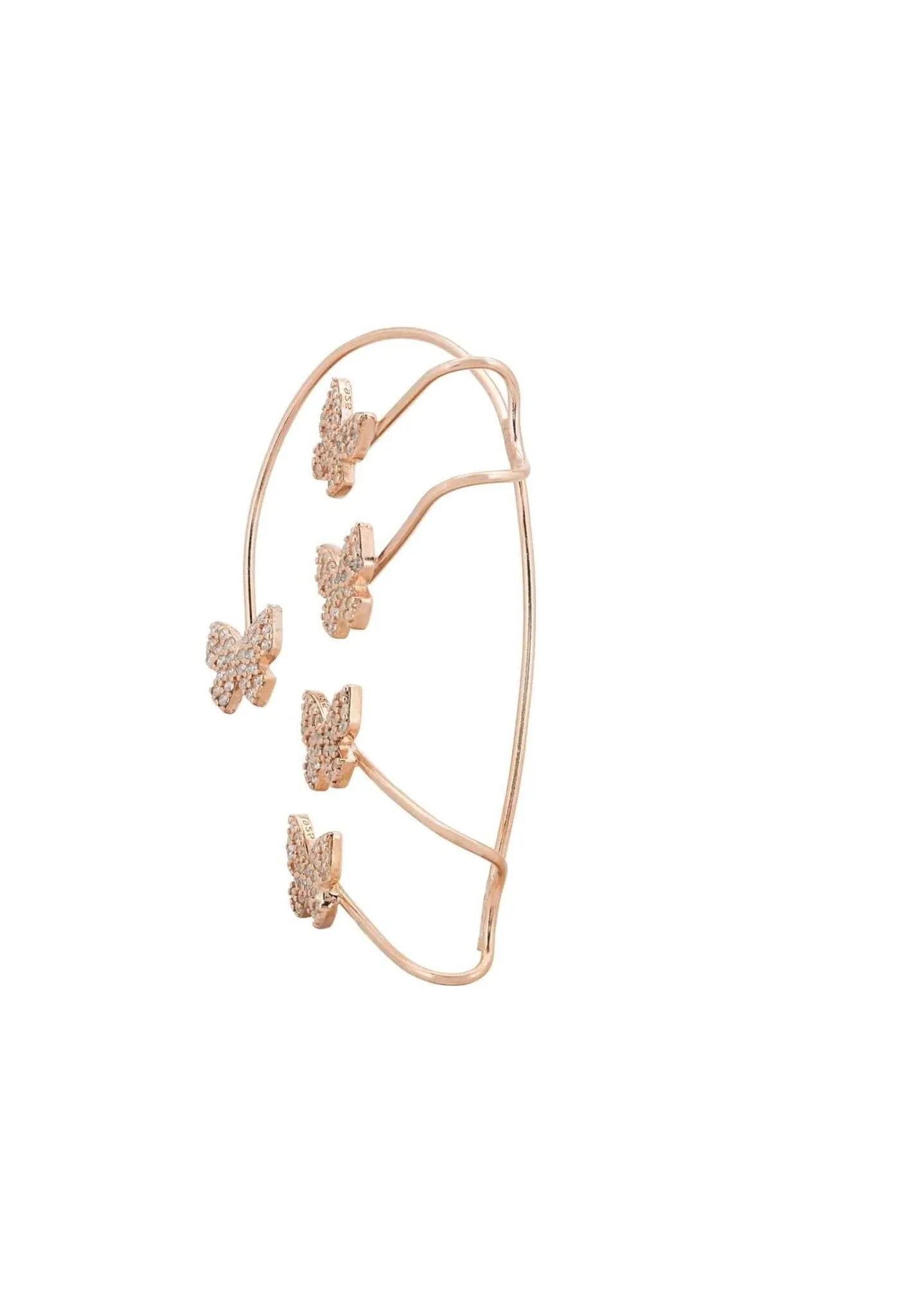 Butterflies Non-Pierced Ear Climber Left Rosegold