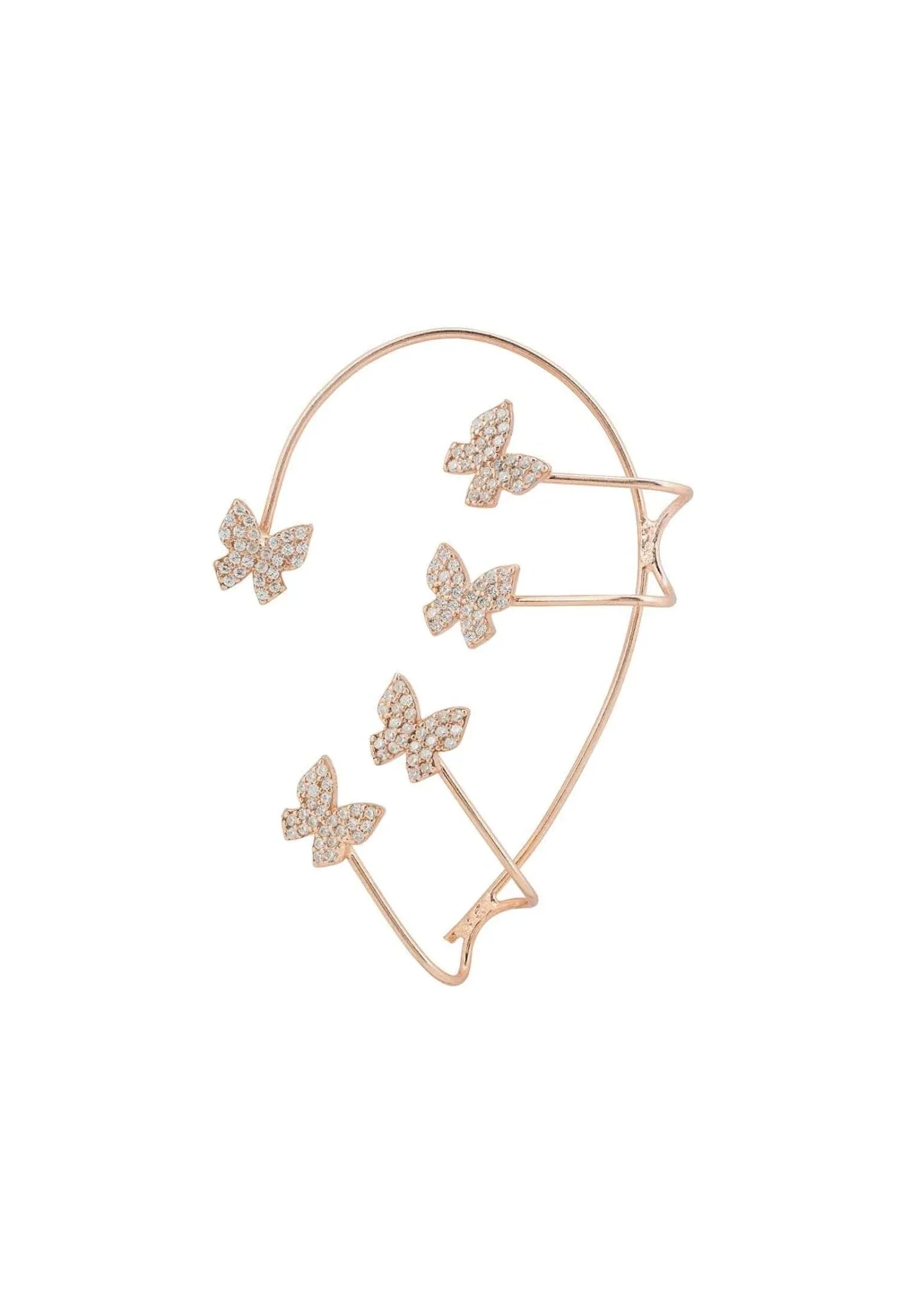 Butterflies Non-Pierced Ear Climber Left Rosegold