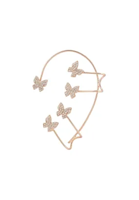 Butterflies Non-Pierced Ear Climber Left Rosegold