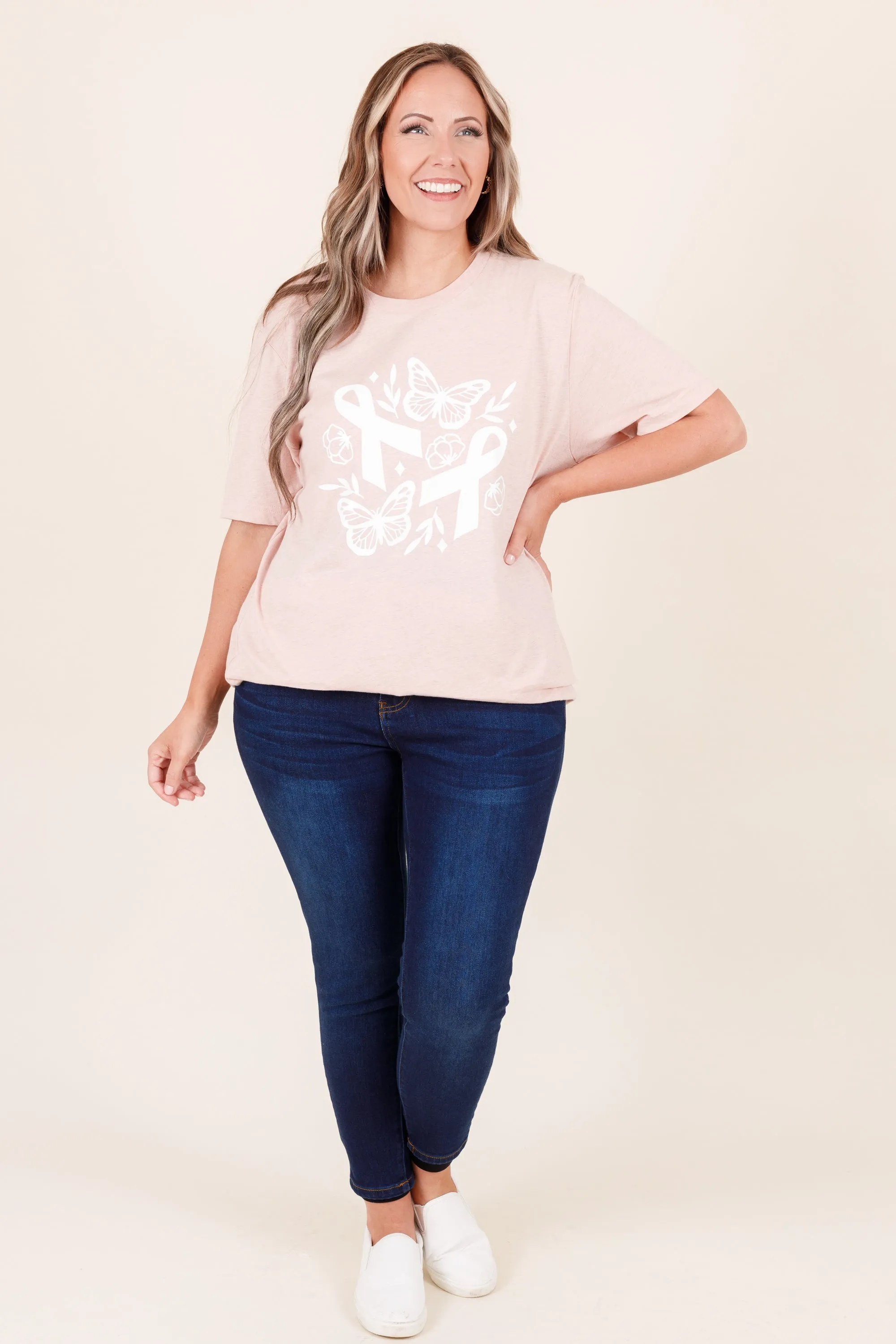 Butterflies Of Hope Tee, Heather Prism Peach