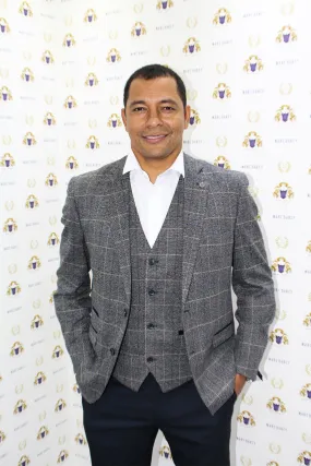 Former Arsenal Midfielder and Invincible Gilberto Silva in Scott Grey Tweed Check Blazer & Waistcoat