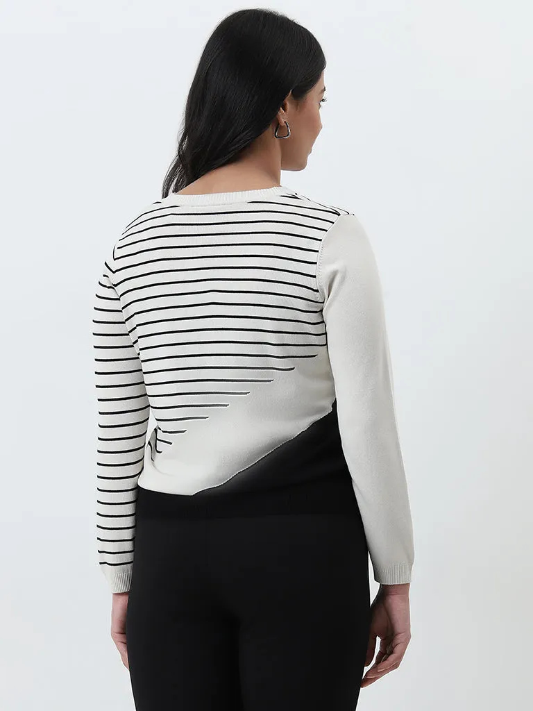 Gia Black & Off-White Striped Sweater