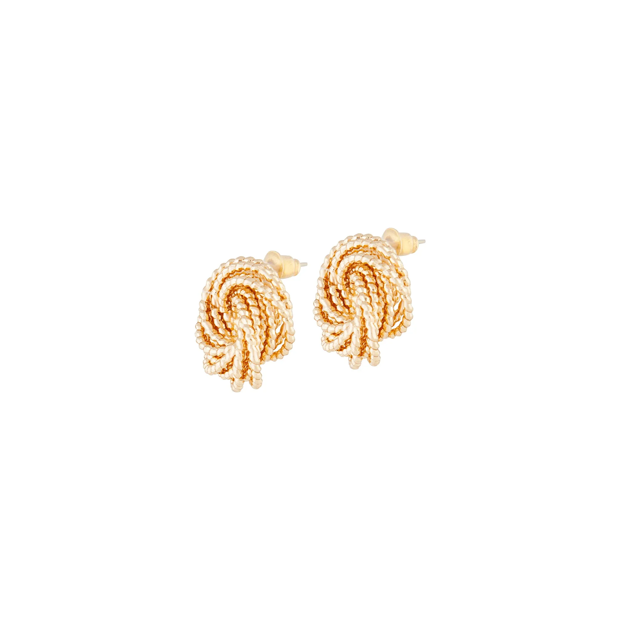 Gold Diamond Cut Knot Stud Earrings