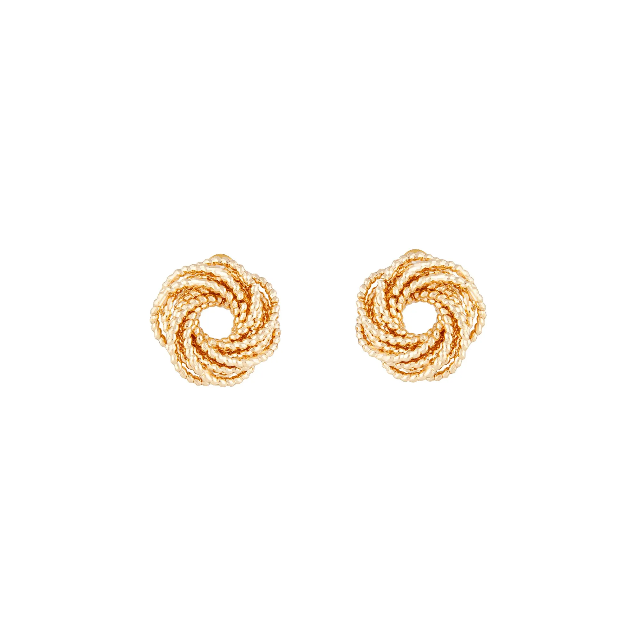 Gold Diamond Cut Knot Stud Earrings