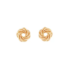 Gold Diamond Cut Knot Stud Earrings