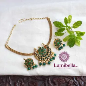 Green Kemp Attigai Neckalce | Kemp Necklace