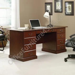 (Scratch & Dent ) Sauder Outlet Heritage Hill 65W Double-Pedestal Desk, Classic Cherry