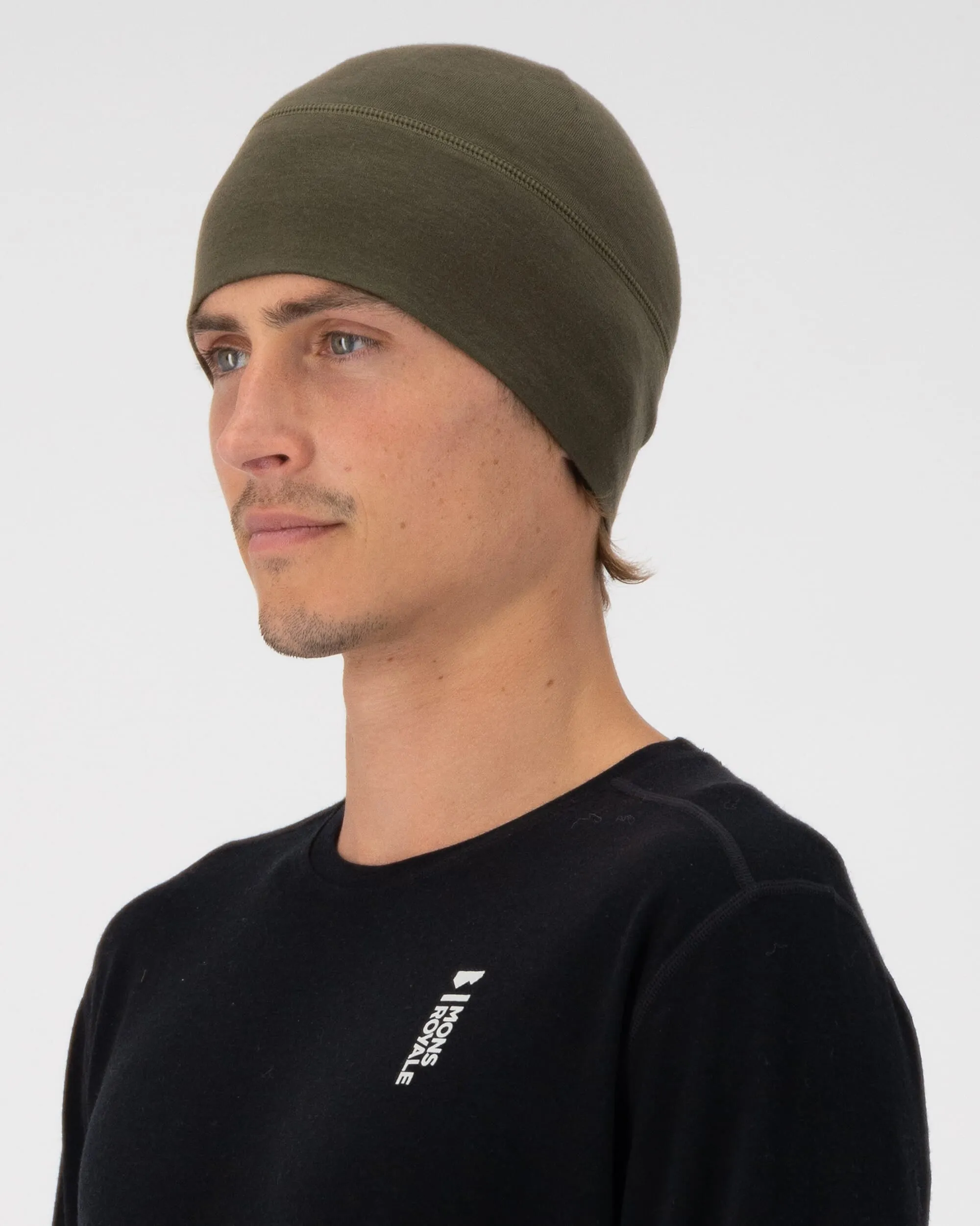 Tech Merino Under Helmet Beanie - Dark Olive