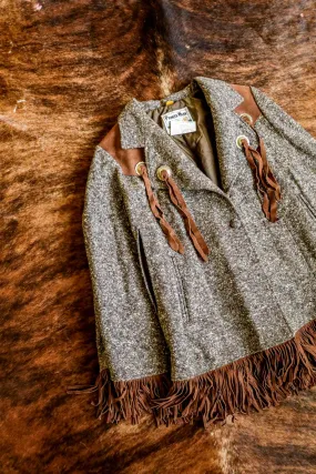 Vintage Pioneer Wear Wool and Leather Fringe Western Cape