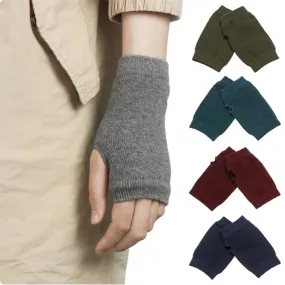 Winter Autumn Women Men Warm Fingerless Knitted Cotton Gloves Solid Color Stretch Mittens Exposed Finger Short Cotton Gloves